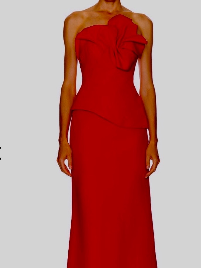 Acler Strapless Red Sculpted-Bow Maxi Dress